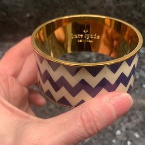 GUC designer Kate Spade blue and white thick gold bangle bracelet